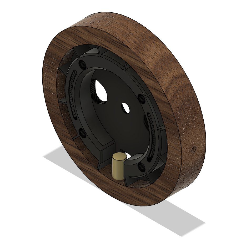 CAD render of the wood cup with internal baffle