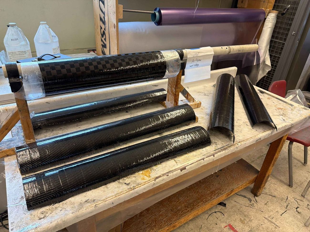 Carbon fiber layup in process